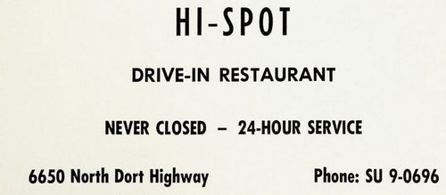 Hi-Spot Drive-In Restaurant - 1956 Yearbook Ad